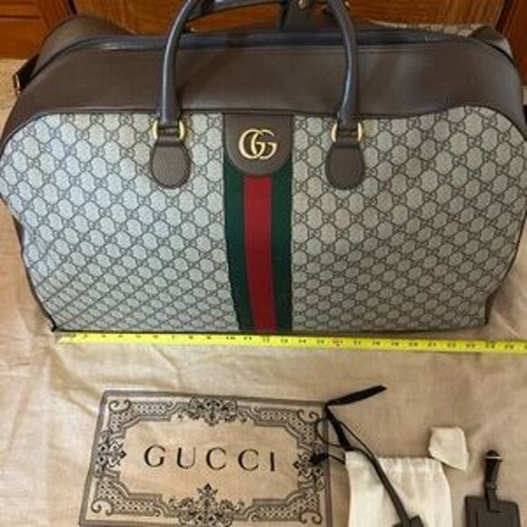 Gucci LARGE Savoy, duffel bag, GG supreme brown and tan, made in Italy NWT - Picture 7 of 15